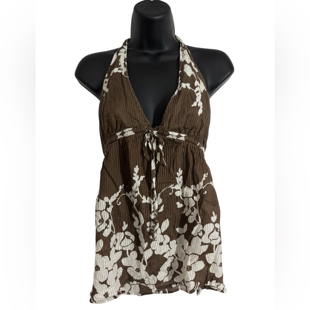 Aeropostale Brown and White Halter Top
